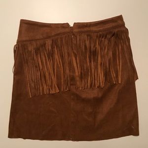 Browne Suede Fringe Mini Skirt